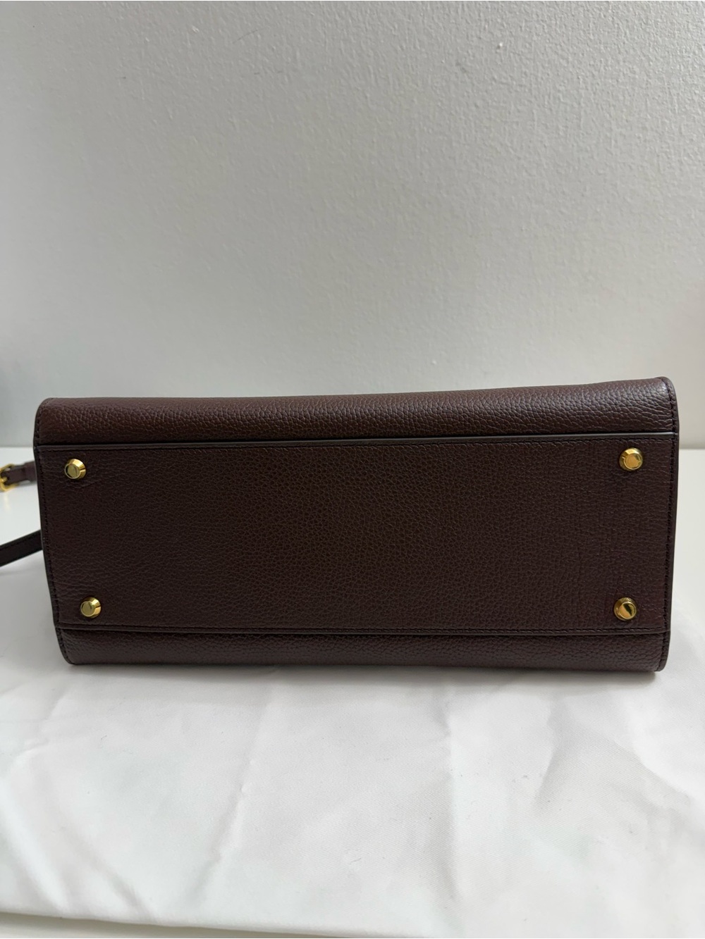 Veronica Beard Dash Bag Pebbled Leather Top-Handle Tote Brown with Gold Hardware - Picture 13 of 16